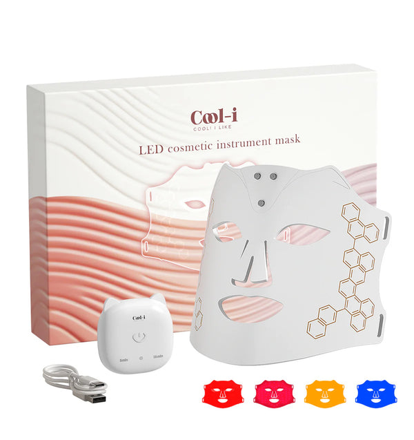 COOL-i LED cosmetic facial mask set with magnetic controller and color light filters