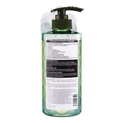 Back view of Moist Diane Botanical Moist Shampoo showing ingredients and instructions