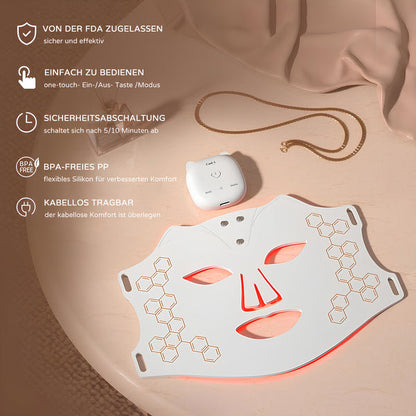 COOL-i LED mask showing magnetic attachment and skin treatment zones

