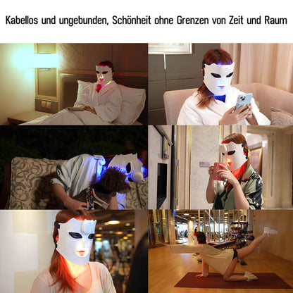 Using the COOL-i LED cosmetic facial mask while relaxing at home

