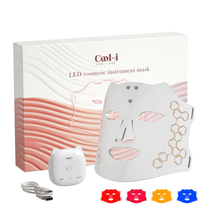 COOL-i LED cosmetic facial mask set with magnetic controller and color light filters

