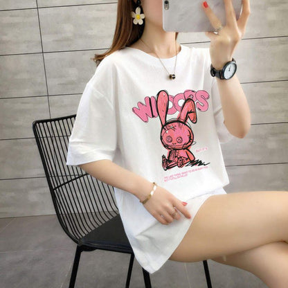 White printed women’s summer t-shirt short sleeves casual style