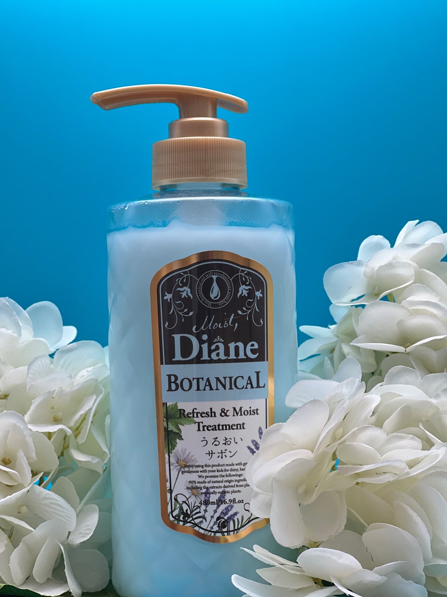 Moist Diane Botanical Refresh and Hydrate hair treatment with applemint lemongrass and bilberry for cooling scalp car
